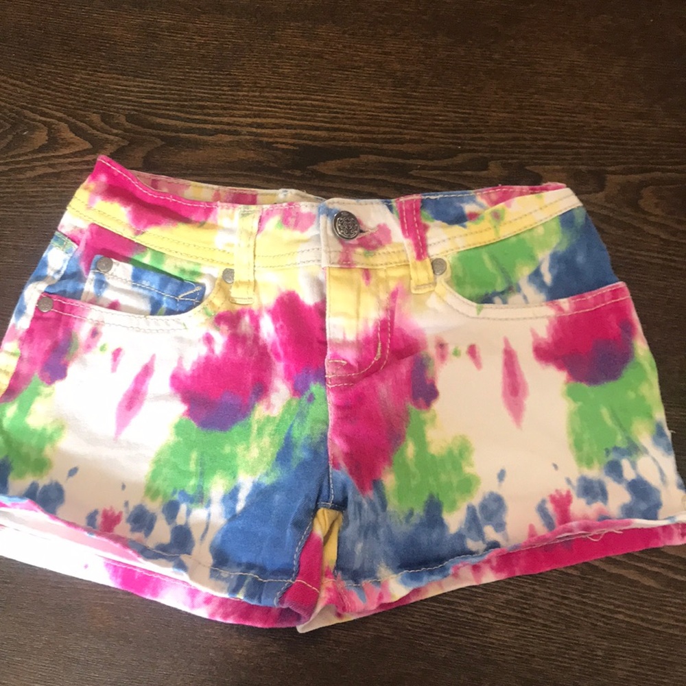 Tie dye jean shorts